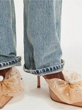 Jeffrey Campbell / Free people Party crasher slides nude rhinestone size 8